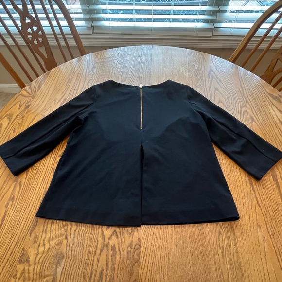 AMANDA UPRICHARD Black Split Back Exposed Zipper 3/4 Sleeve Top Blouse L - Picture 2 of 8